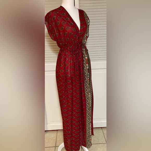 EUC Vintage Samye Split V-neck Maxi Dress Size Large - Picture 4 of 9